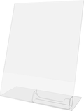 Officemate Slanted Vertical Sign Holder with Business Card Pocket, 8.5 x 11 Inches, Clear, 1 Holder