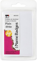 Labels - Name Badge - 3-3/8 x 2-1/4 - Plain - White - 100/Bx