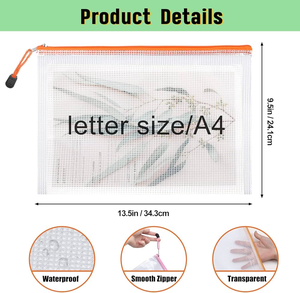Mesh Zipper Pouch, 13.5√ó9.5in