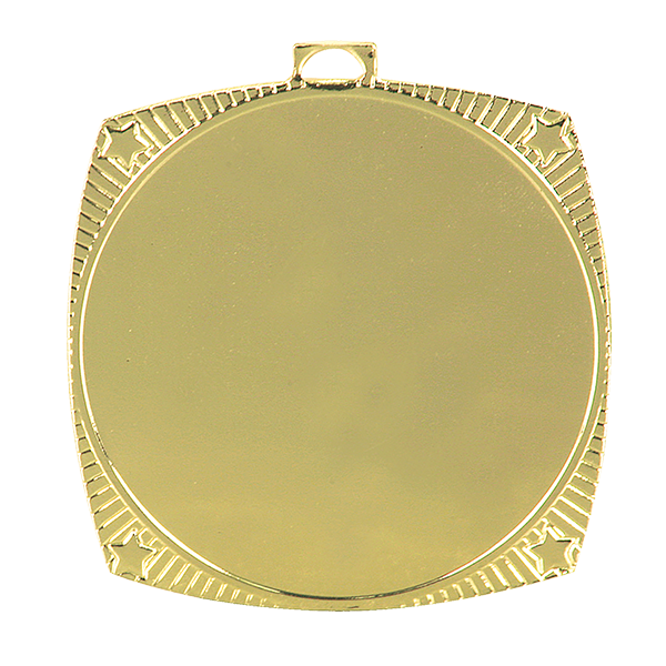 2 1/8" Bright Gold Square Star 2" Insert Holder Medal