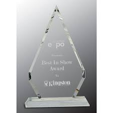 10 1/2 inch Crystal Diamond on Clear Pedestal Base