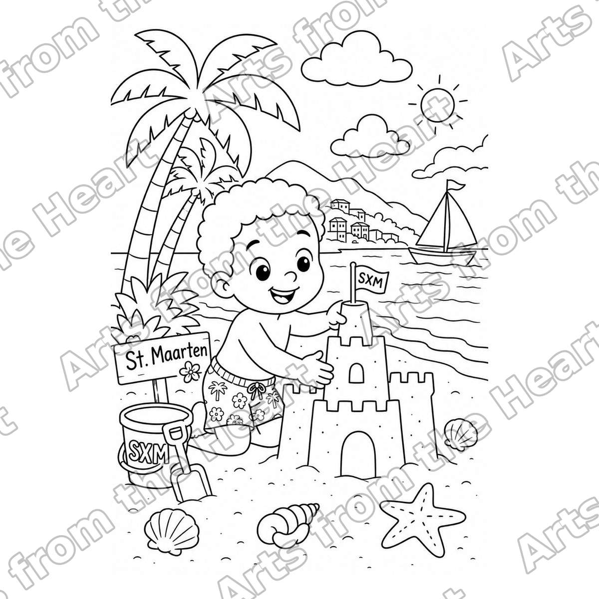Assorted Design 02 Pre-Drawn Sip & Paint Canvas, 5x7 – Arts from the Heart SXM