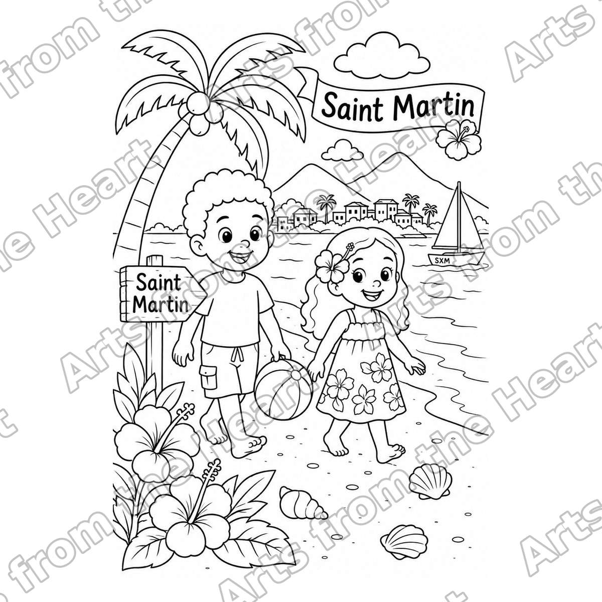 Assorted Design 06 Pre-Drawn Sip & Paint Canvas, 5x7 – Arts from the Heart SXM