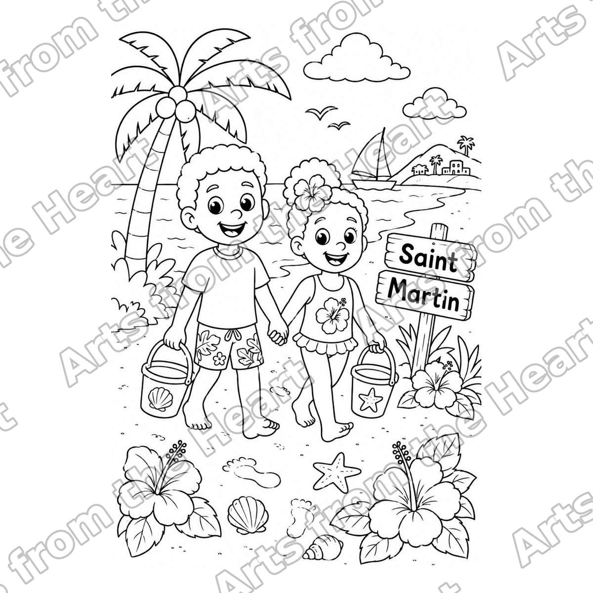Assorted Design 07 Pre-Drawn Sip & Paint Canvas, 5x7 – Arts from the Heart SXM