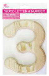 WOOD NUMBER BEVEL CUT (NAT) "2" H6IN T1.1CM