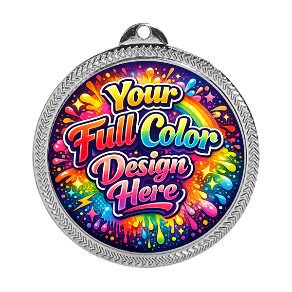 Silver 2" HLD BRITE LAZER MEDAL