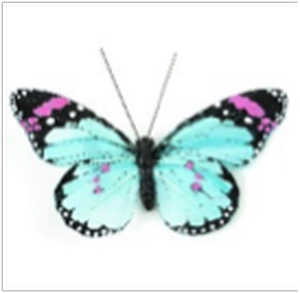 Touch of Nature 4.25"  Aqua Natural Butterfly on clip, 1pc