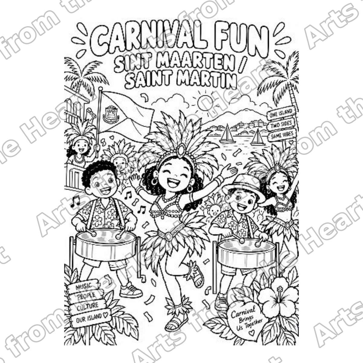 Carnival Fun Pre-Drawn Sip & Paint Canvas, Letter Size – Arts from the Heart SXM