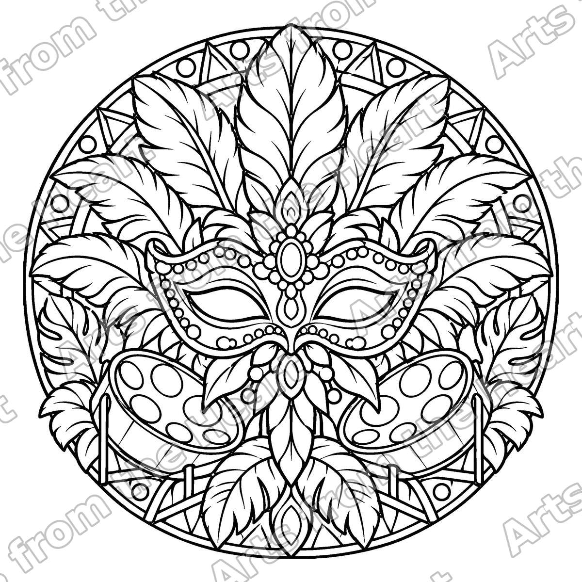Carnival Mask Mandala Pre-Drawn Sip & Paint Canvas, 8x8 – Arts from the Heart SXM