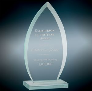 JGS42  8" Oval Jade Glass Award