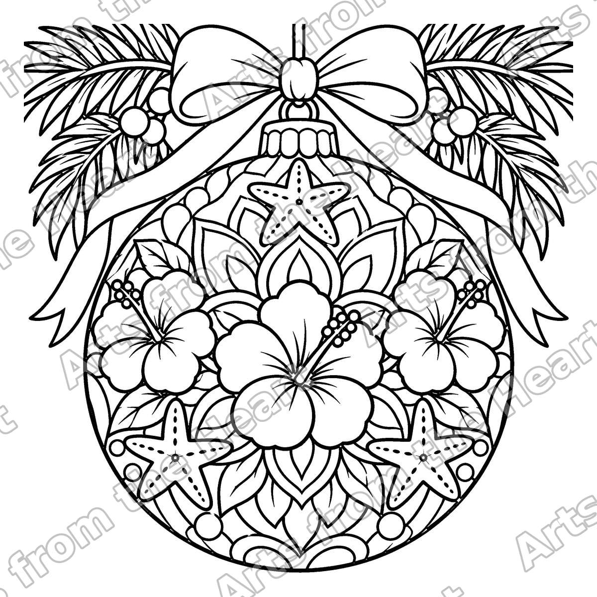 Christmas Ornament Mandala Pre-Drawn Sip & Paint Canvas, 8x8 – Arts from the Heart SXM
