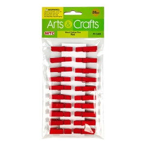 20 PC I.5 IN WOOD CLOTHES PINS-RED