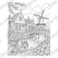 Dutch Village Bridge, Fine Detail Pre-Drawn Sip & Paint Canvas, 8x10 – Arts from the Heart SXM