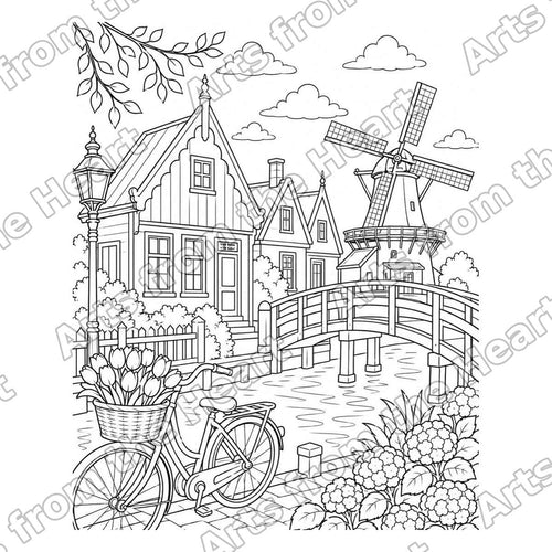 Dutch Village Bridge, Framed Pre-Drawn Sip & Paint Canvas, 8x10 – Arts from the Heart SXM