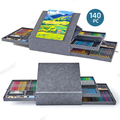 Deluxe Drawing Set 140pcs. Deluxe hardboard case w