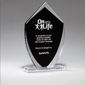 G2921 - 5" x 8 1/4" Shield Shaped Glass Award with Black Silkscreened Center