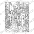 Flowered Village Lane, Fine Detail Pre-Drawn Sip & Paint Canvas, 8x10 – Arts from the Heart SXM