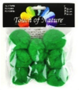 Touch of Nature 2in Kelly Green Pom Poms, 8pcs