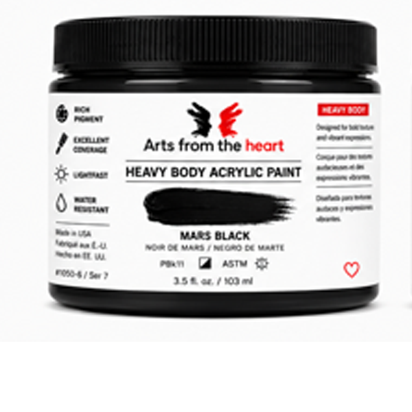 AFTH Heavy Body Acrylic Paint Black 3.5 oz – Arts from the Heart SXM