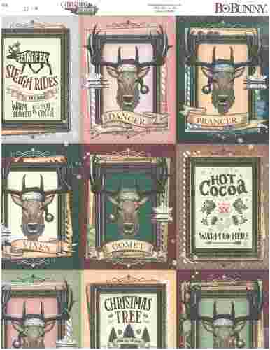 patterned paper - bb - christmas treasures - 12 x 12 - reindeer