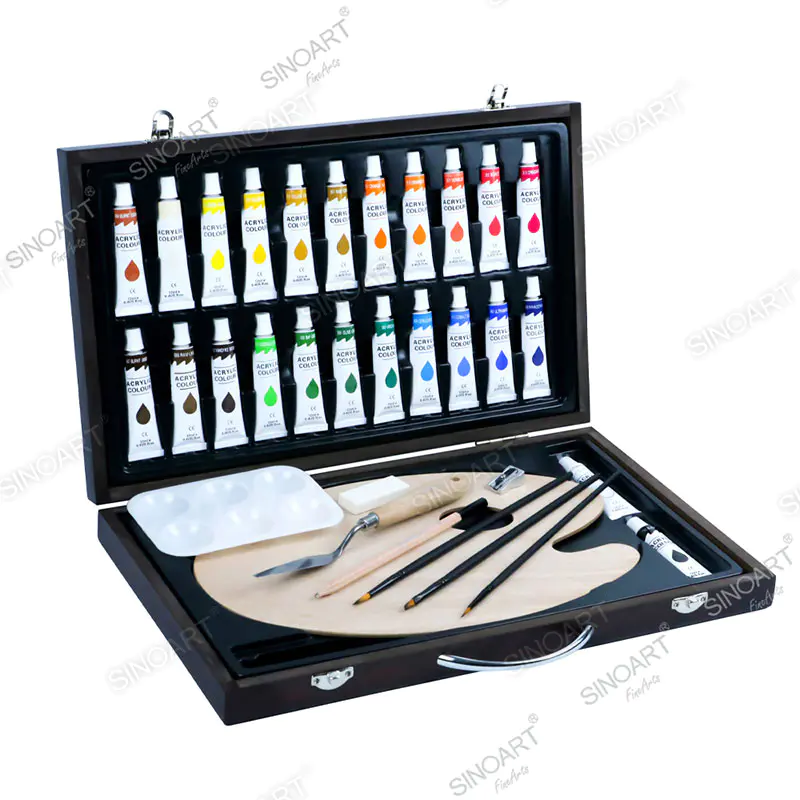 Acrylic Painting Set 34PCS, 24 acrylic paints 12ml,1 w