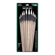 12 Pc Round White Taklon Brush