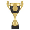 12 1/2" Gold with Black Completed Plastic Cup Trophy with Black Marble Base
