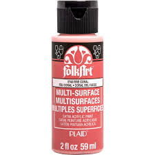 Folkart Acrylic Paint MULTI-SURFACE FIRE CORAL 2 OZ.