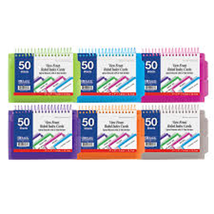 Ruled White Index Card, View Poly Spiral Bound w/ 2-Tab Divider 3" x 5" 50 Ct.