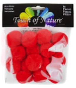 Touch of Nature 1.5in Red Pom Poms, 15pcs