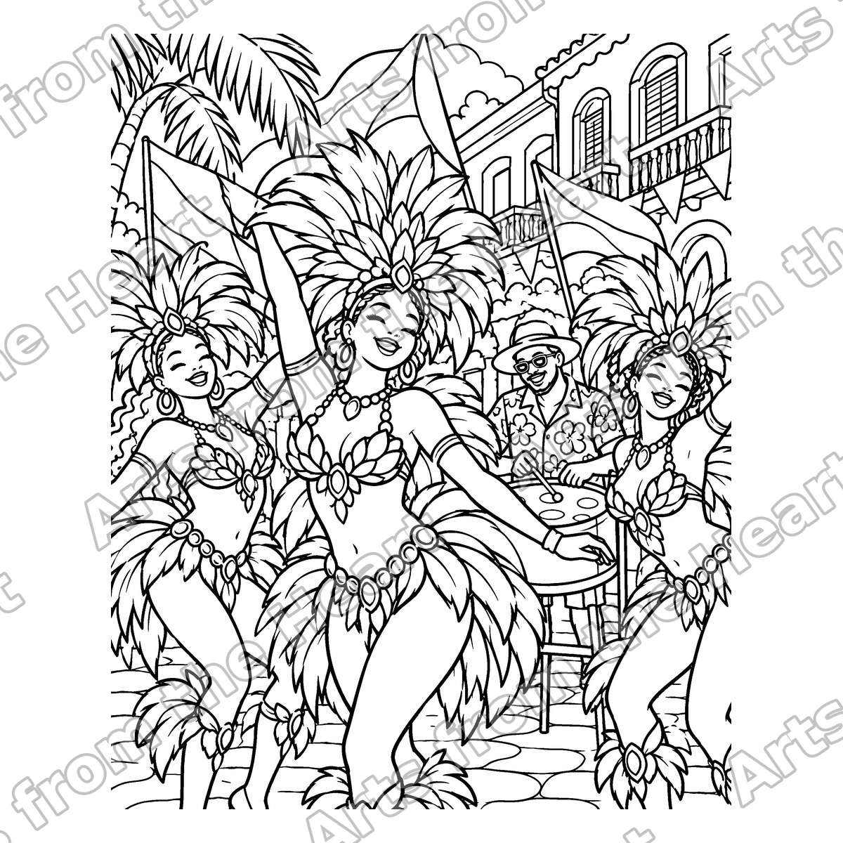 J'ouvert Jump-Up Street Party Pre-Drawn Sip & Paint Canvas, 8x10 – Arts from the Heart SXM