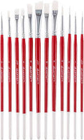Hello Artist White Taklon Short Handle Brushes, Set of 12