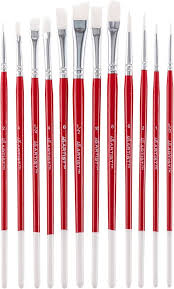 Hello Artist White Taklon Short Handle Brushes, Set of 12
