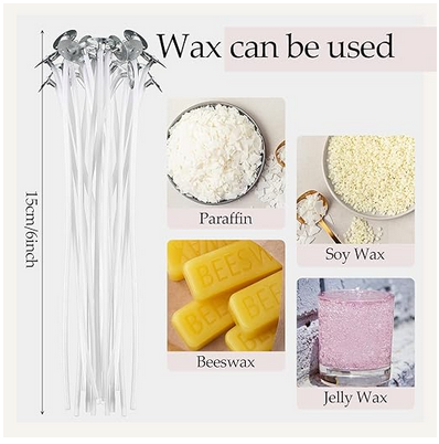 AFTH Cotton Candle Wicks - 6" Pre Waxed Wicks 100 PCS