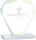 6 1/4 inch Cut Diamond Jade Glass Award