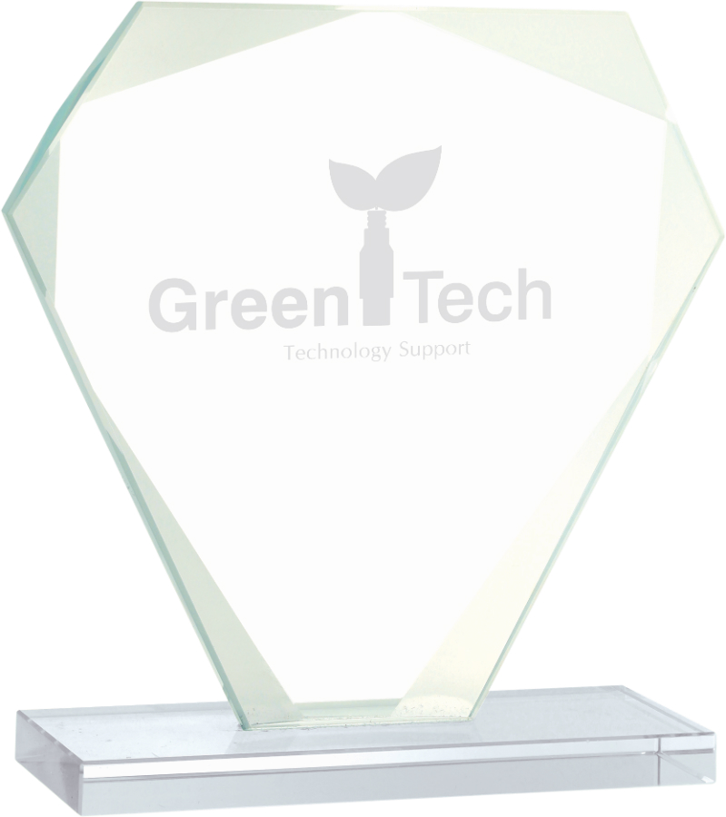 6 1/4 inch Cut Diamond Jade Glass Award