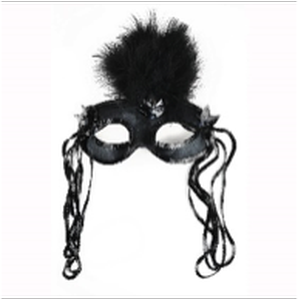 Mask-it Half Mask Black 7.5"  Satin w/sequins 1pc