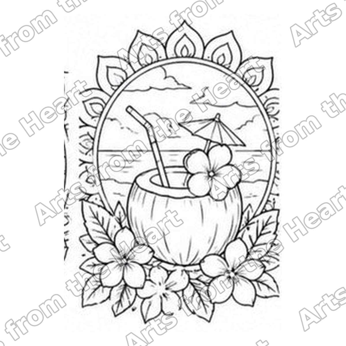 Mandala Design 36 Pre-Drawn Sip & Paint Canvas, 8x8