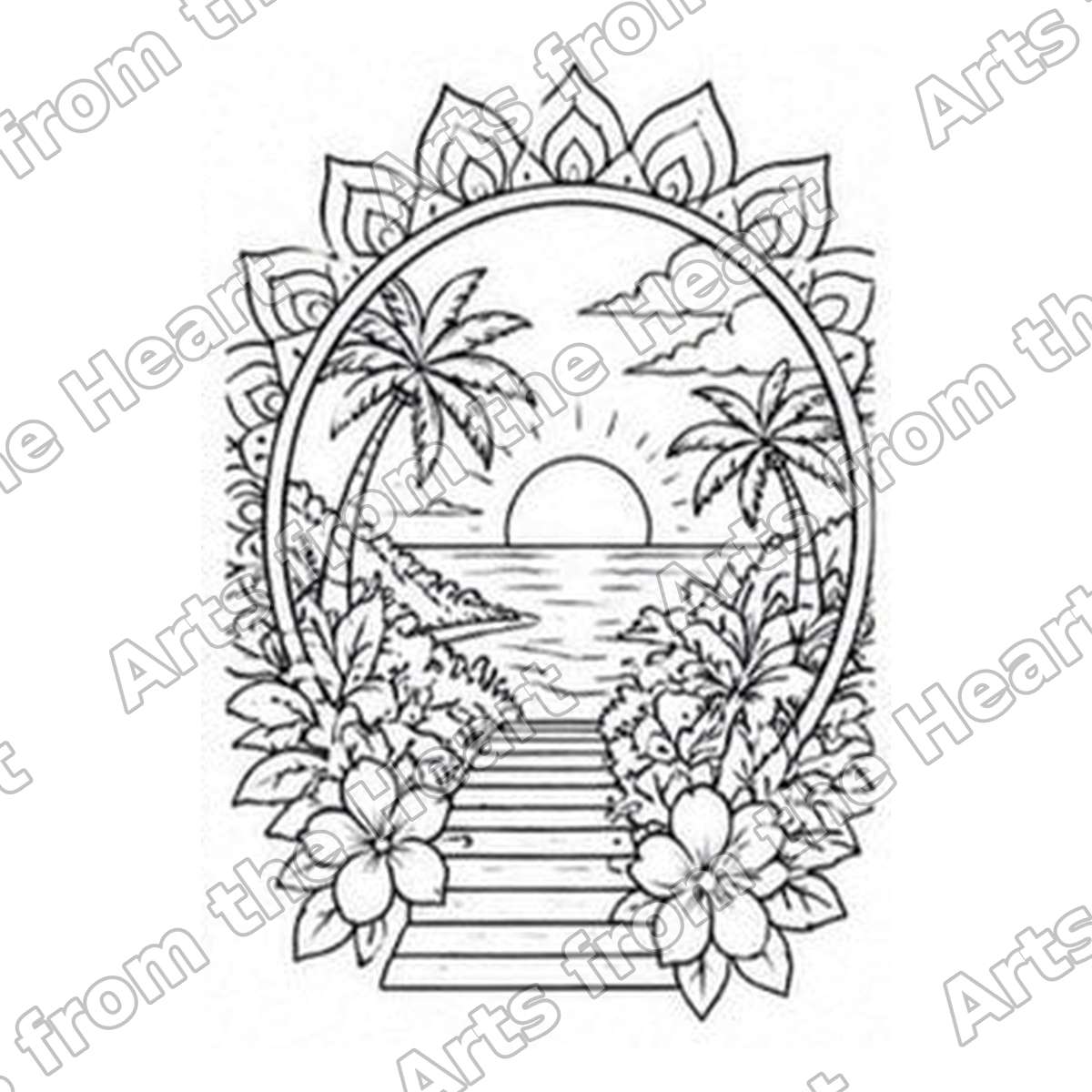 Mandala Design 37 Pre-Drawn Sip & Paint Canvas, 8x8