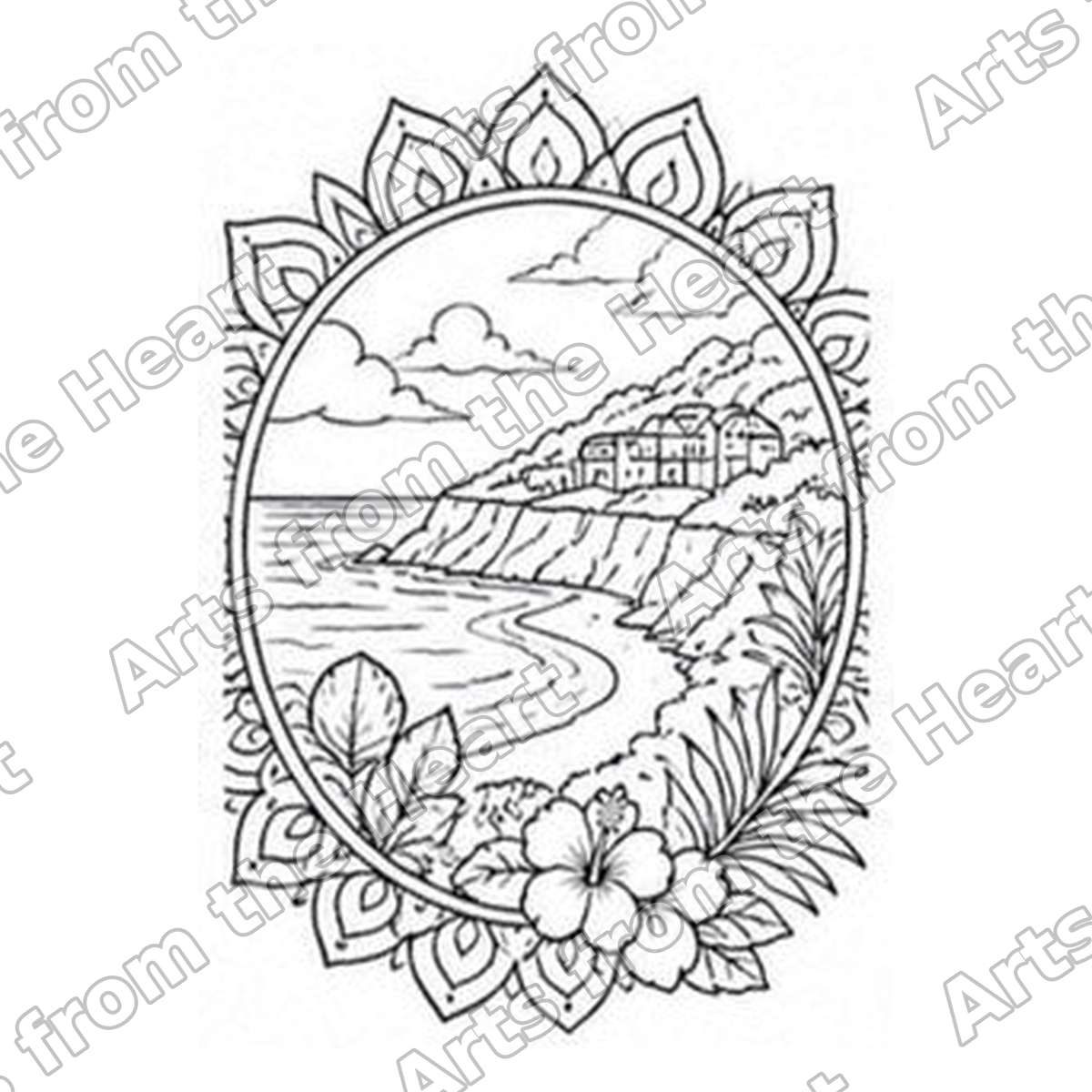 Mandala Design 39 Pre-Drawn Sip & Paint Canvas, 8x8