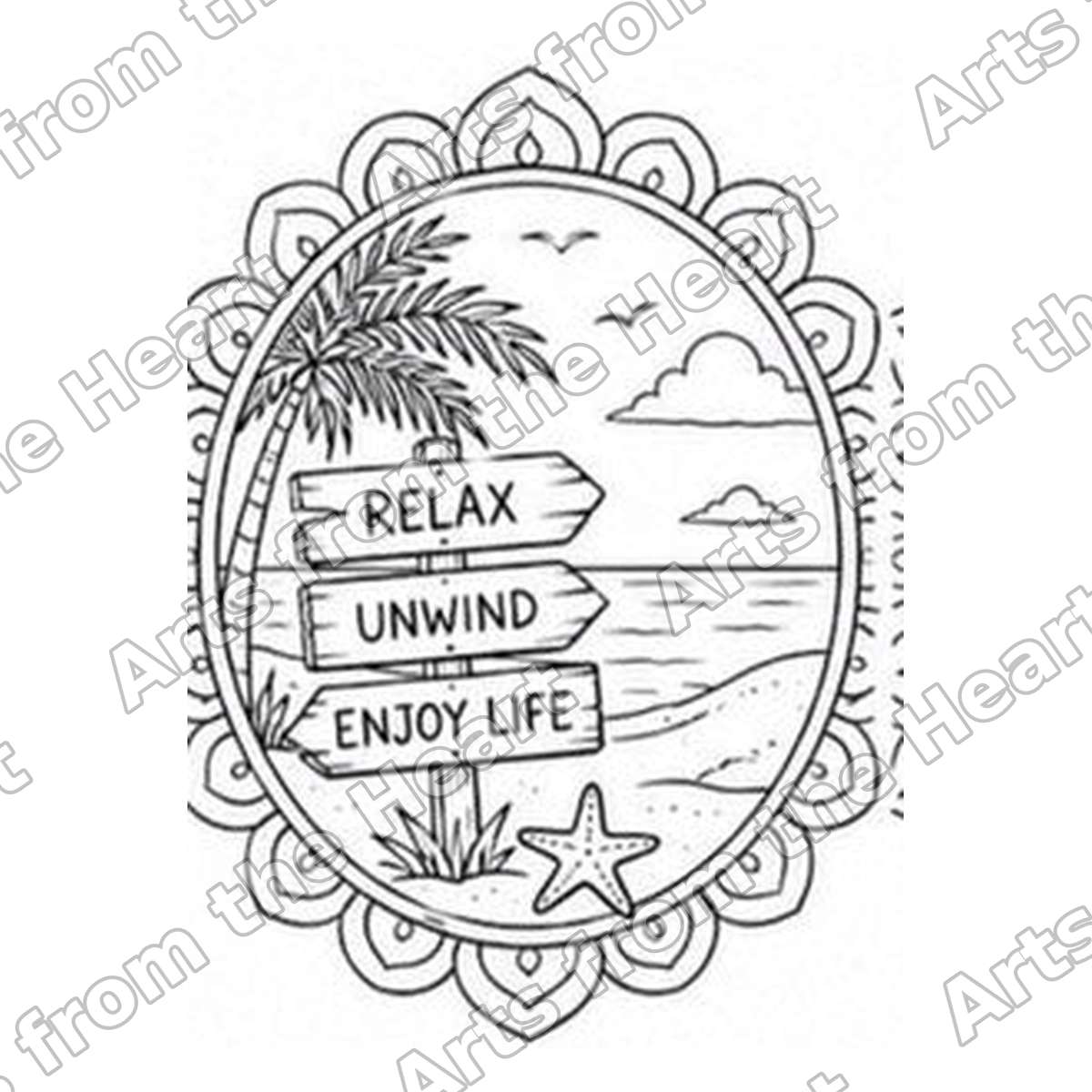 Mandala Design 47 Pre-Drawn Sip & Paint Canvas, 8x8