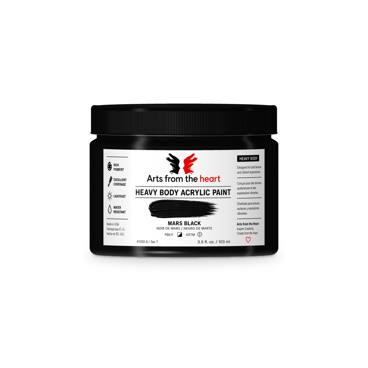 AFTH Heavy Body Acrylic Paint Black 3.5 oz – Arts from the Heart SXM
