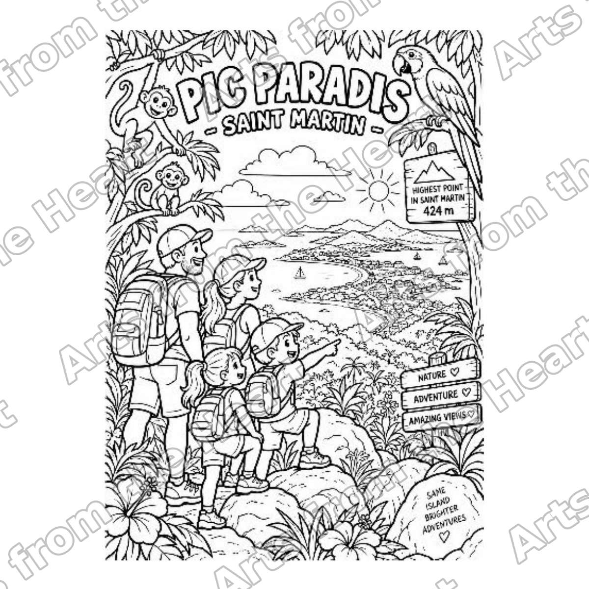 Pic Paradis Pre-Drawn Sip & Paint Canvas, Letter Size – Arts from the Heart SXM