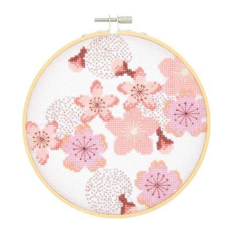 Rico Design Cherry Blossoms Cross Stitch Kit 15cm