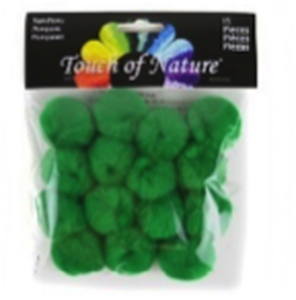 Touch of Nature 1.5in Kelly Green Pom Poms, 15pcs