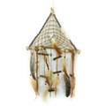 Touch of Nature 30” Hanging Macrame Triangle with Feathers and Sticks,. 1pc