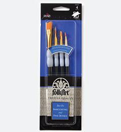 Plaid FolkArt Brush Set Soft Grip Angler 4 pc