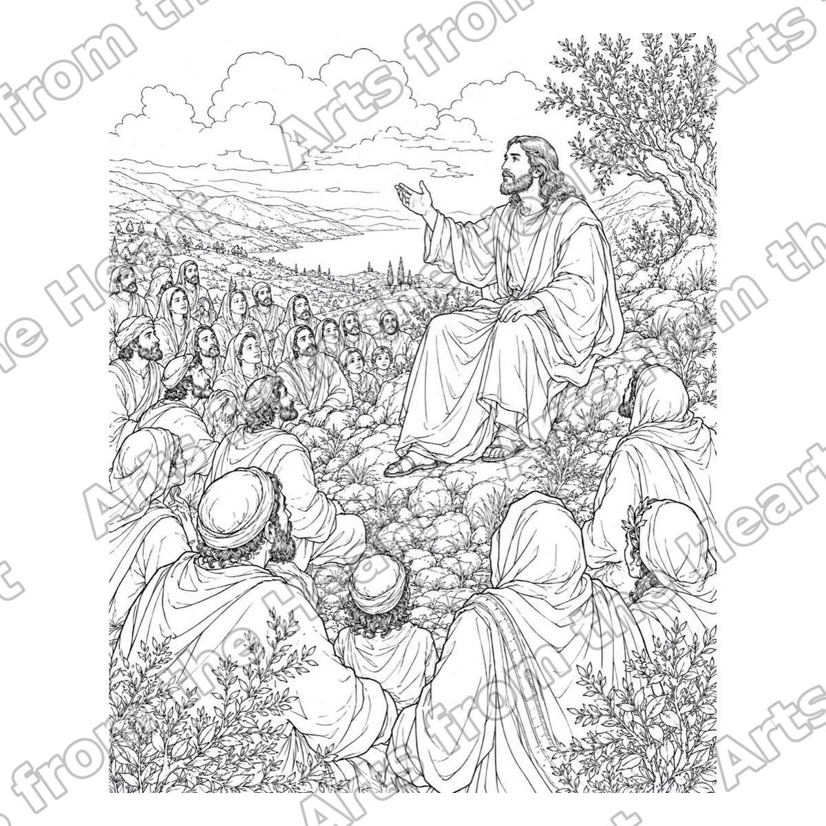 Sermon on the Mount Pre-Drawn Sip & Paint Canvas, 8x10 – Arts from the Heart SXM