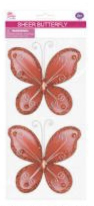 BUTTERFLY EMBELISHMENT 10CM 2PC RED
