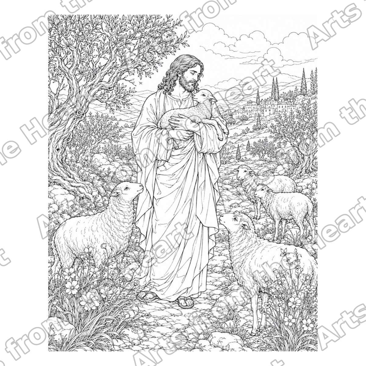 The Good Shepherd Pre-Drawn Sip & Paint Canvas, 8x10 – Arts from the Heart SXM